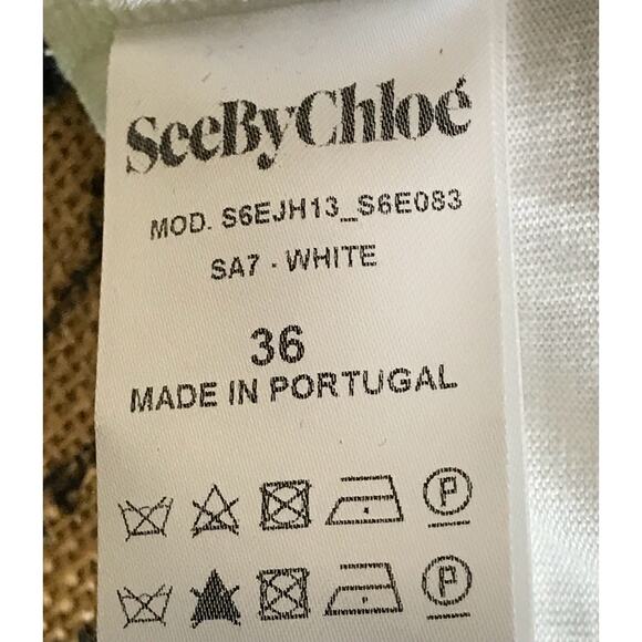 See By Chloe Size 36 White Cold Shoulder Floral Lace Ruffle Tank Top Romantic - Picture 15 of 16